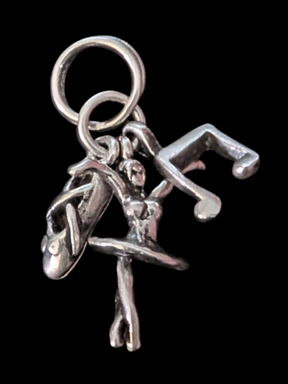 REO 925 Sterling Ballet Themed 24.2mm Triple Charm Pendant